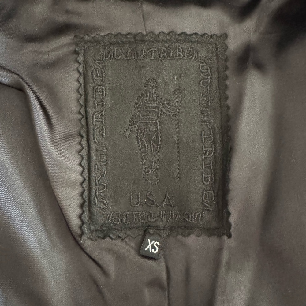 MY TRIBE Genuine Leather Waterfall Jacket, Draped Open Moto Zip Pockets sz. XS - Picture 11 of 17